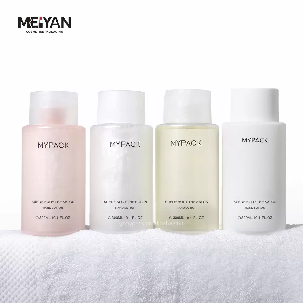 MYPACK round cylinder frosted reusable shampoo body wash body cream lotion bottles 300ml toner pink squeeze bottle disc top cap