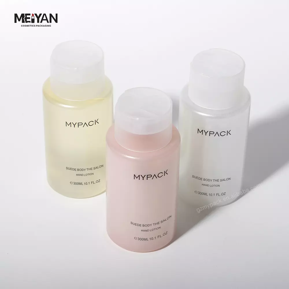 MYPACK round cylinder frosted reusable shampoo body wash body cream lotion bottles 300ml toner pink squeeze bottle disc top cap