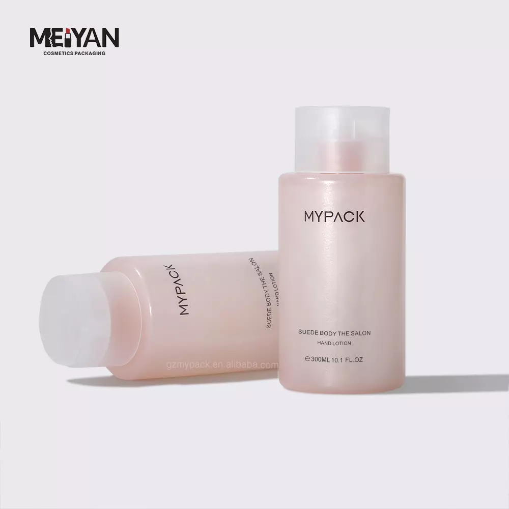 MYPACK round cylinder frosted reusable shampoo body wash body cream lotion bottles 300ml toner pink squeeze bottle disc top cap