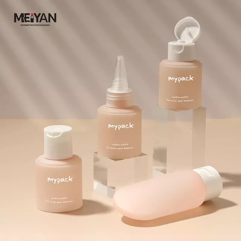 MYPACK 60ml pink plastic hdpe squeeze bottle flip cap bottle refillable sample travel bottles