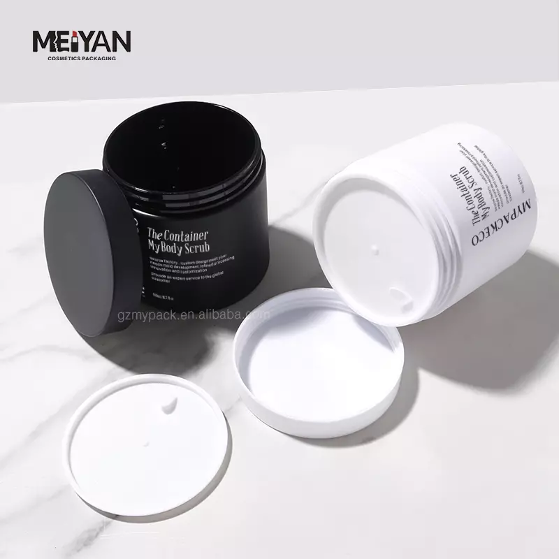 MYPACK luxury black soft touch round 1l hdpe plastic bottle hair care packaging bottle and jars set