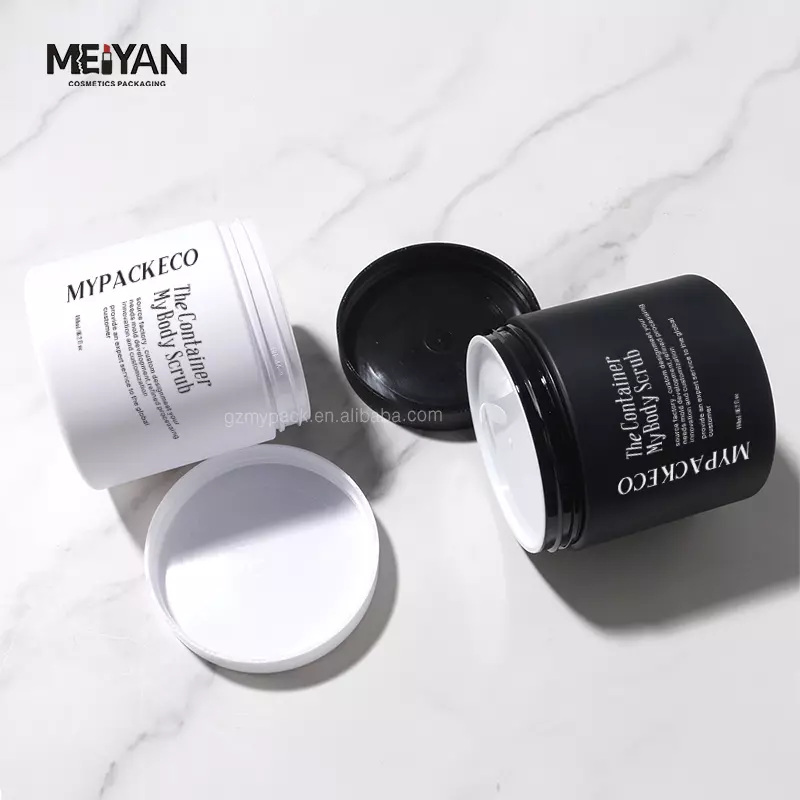 MYPACK luxury black soft touch round 1l hdpe plastic bottle hair care packaging bottle and jars set