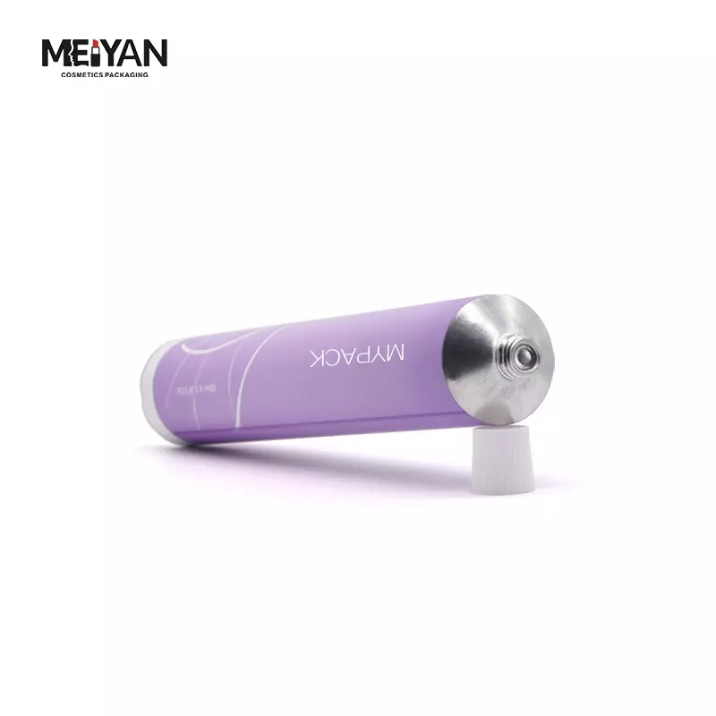 MYPACK top fashion recyclable empty packaging toothpaste hand cream and ointment aluminum purple circular tube with screw cap