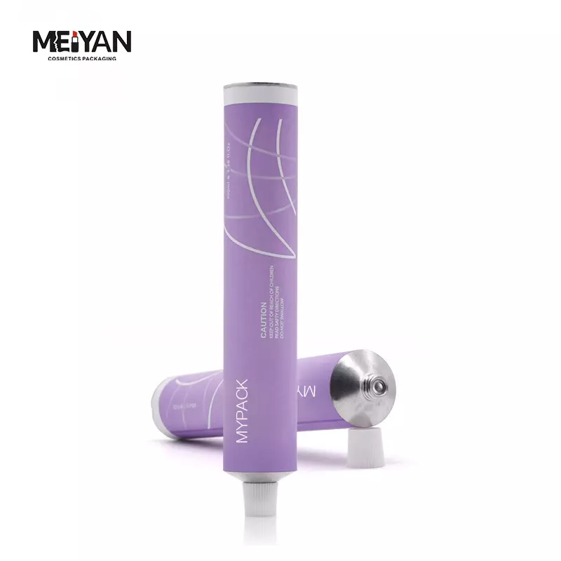 MYPACK top fashion recyclable empty packaging toothpaste hand cream and ointment aluminum purple circular tube with screw cap