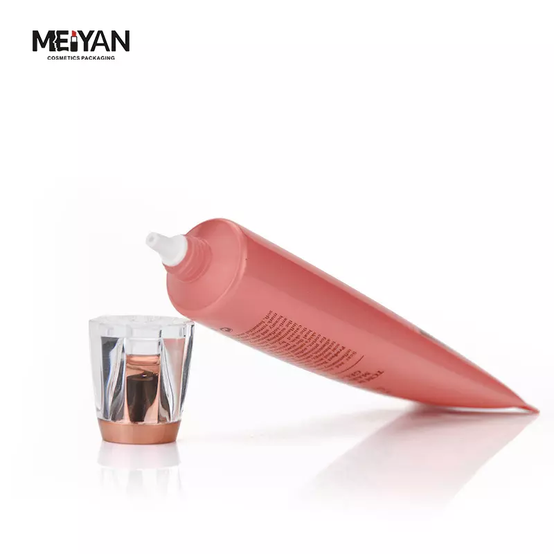 MYPACK custom 120g300g PE hand cream plastic soft squeeze rose gold tube packaging with acrylic cap