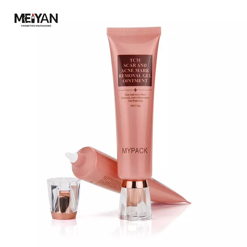 MYPACK custom 120g300g PE hand cream plastic soft squeeze rose gold tube packaging with acrylic cap