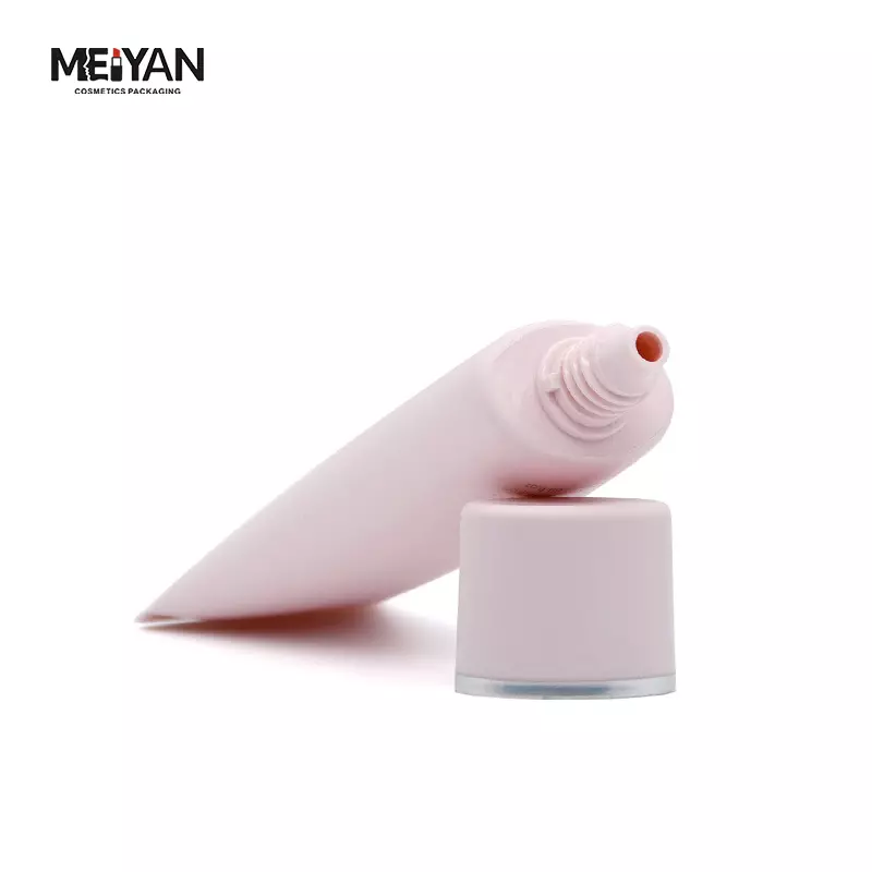 MYPACK hot sale 50g125g350g PE empty matte pink tube packaging for cosmetic sunscreen bb cream with double oval cap