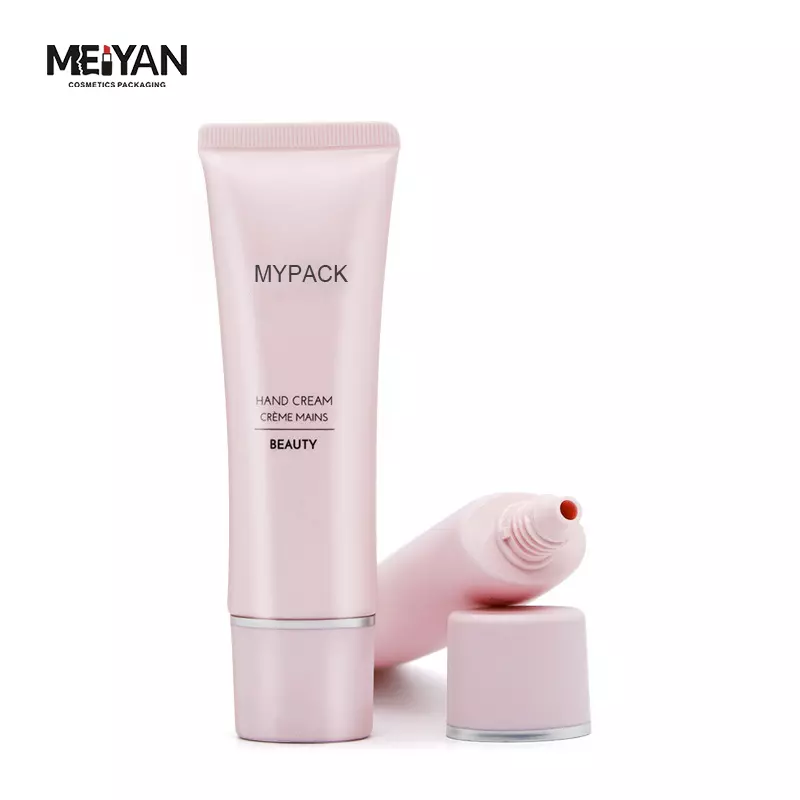 MYPACK hot sale 50g125g350g PE empty matte pink tube packaging for cosmetic sunscreen bb cream with double oval cap