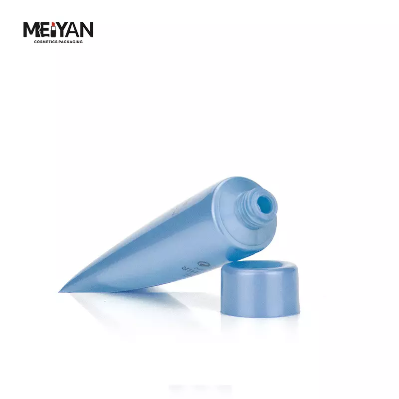 MYPACK wholesale 100g150g350g empty soft touch plastic tube for make up exfoliant gel cosmetic cream blue tube with screw cap