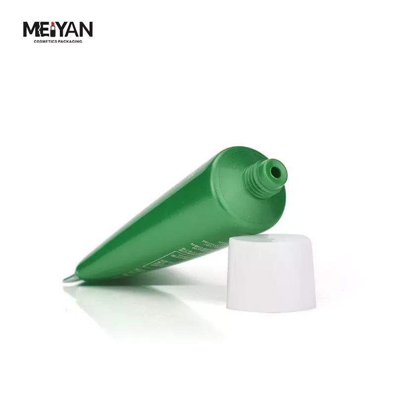 MYPACK luxury 50g150g450g packaging PE plastic empty soft tube hair conditioner facial cleanser arc sealing green tube with whit