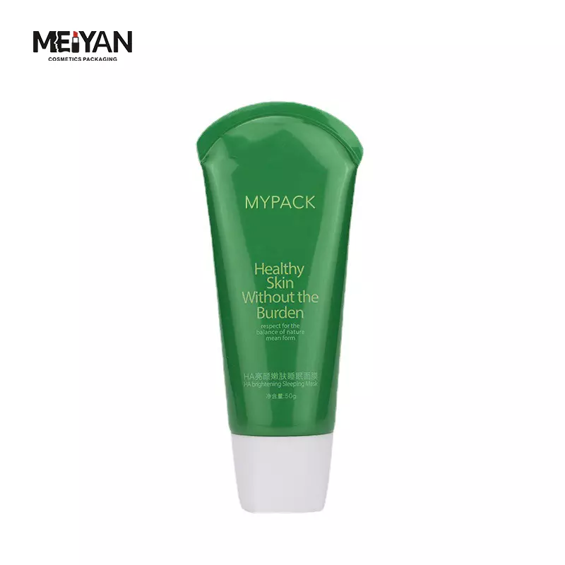 MYPACK luxury 50g150g450g packaging PE plastic empty soft tube hair conditioner facial cleanser arc sealing green tube with whit