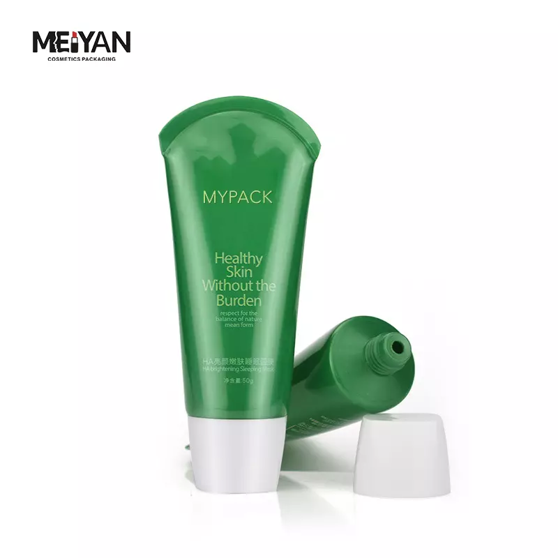 MYPACK luxury 50g150g450g packaging PE plastic empty soft tube hair conditioner facial cleanser arc sealing green tube with whit