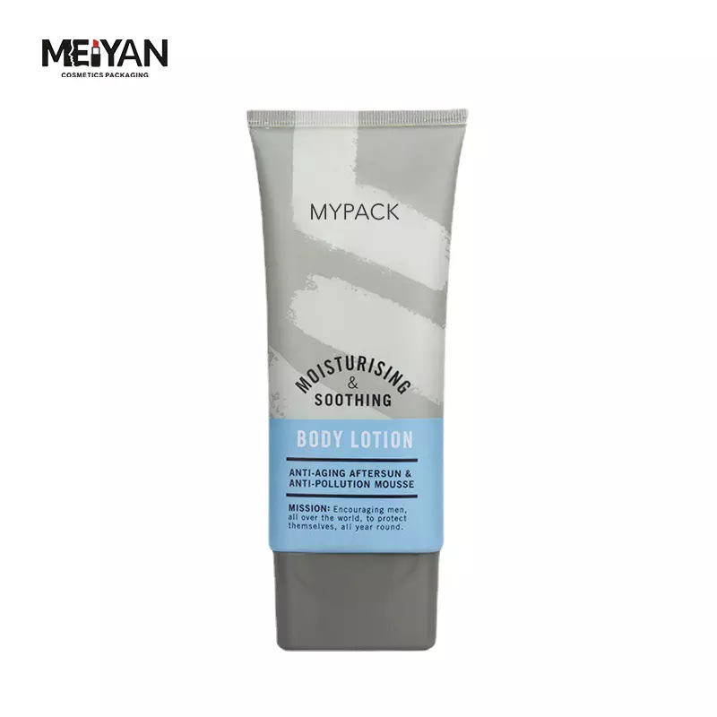 MYPACK fashion 45g100g125g PE empty matte oval flat tubes for cosmetics Men body lotion gray tube with screw cap