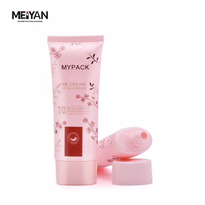 MYPACK hot sell soft touch black flat empty hand cream BB cream sunscreen cosmetic packaging tubes with electroplated cap