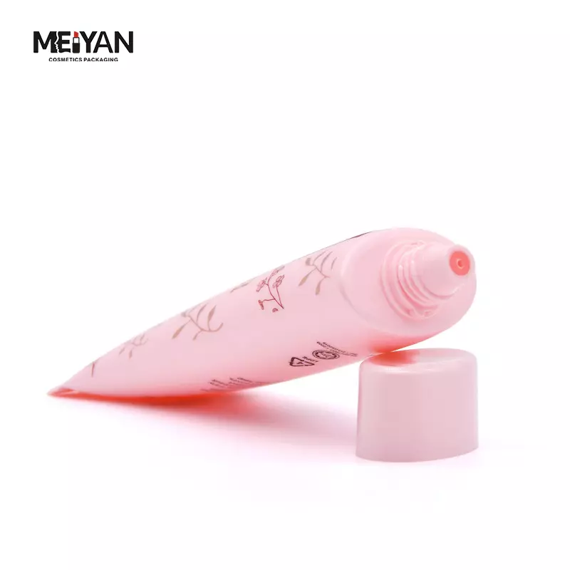 MYPACK hot sell soft touch black flat empty hand cream BB cream sunscreen cosmetic packaging tubes with electroplated cap