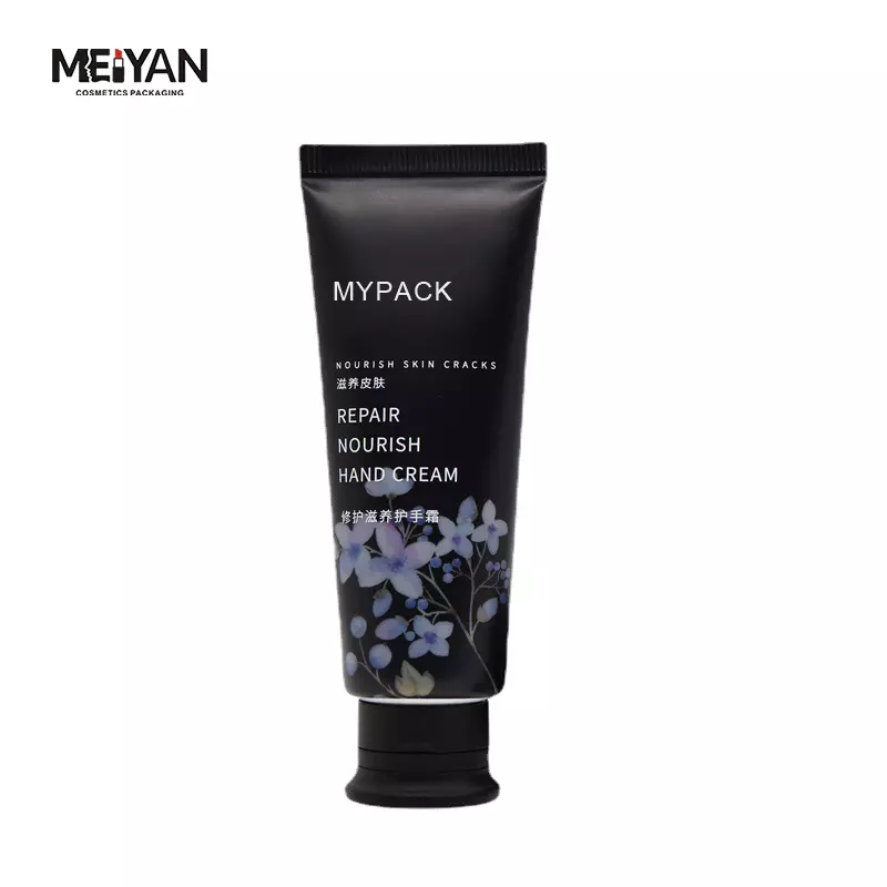 MYPACK wholesale soft touch black PE 50g hand cream care cosmetic plastic hand cream tube with flip top cap