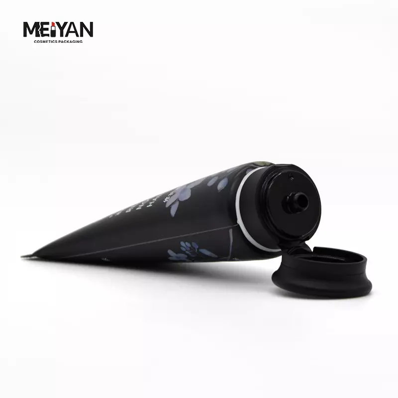 MYPACK wholesale soft touch black PE 50g hand cream care cosmetic plastic hand cream tube with flip top cap