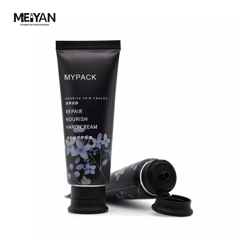 MYPACK wholesale soft touch black PE 50g hand cream care cosmetic plastic hand cream tube with flip top cap