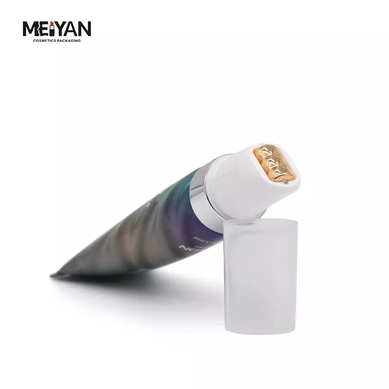 MYPACK luxury unique holographic bevel roller and facial lift massage bb cream eye essence cosmetic tube packaging