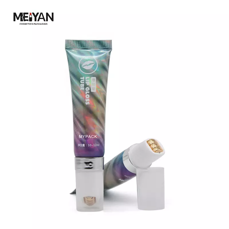 MYPACK luxury unique holographic bevel roller and facial lift massage bb cream eye essence cosmetic tube packaging