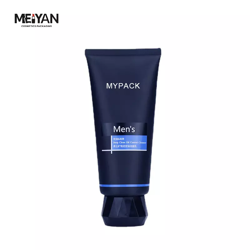 MYPACK wholesale 35g80g250g PE cosmetic matte tube personalized Men body lotion dark blue tube with diamond cap