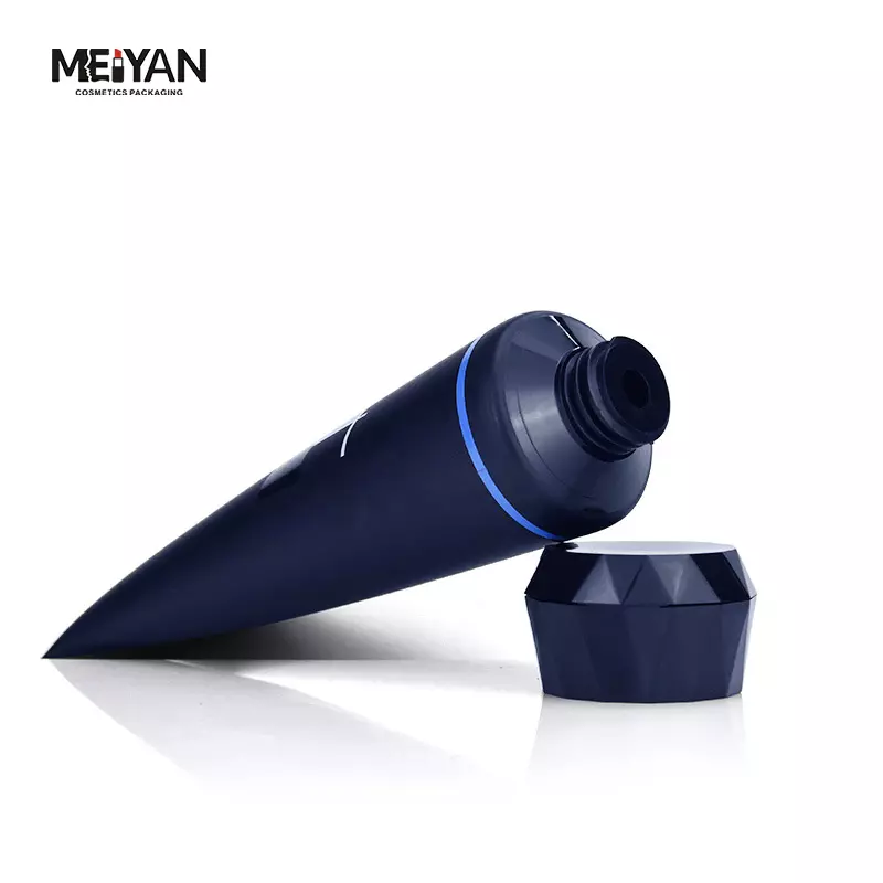 MYPACK wholesale 35g80g250g PE cosmetic matte tube personalized Men body lotion dark blue tube with diamond cap