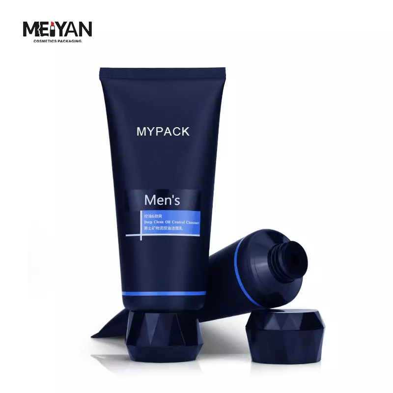 MYPACK wholesale 35g80g250g PE cosmetic matte tube personalized Men body lotion dark blue tube with diamond cap