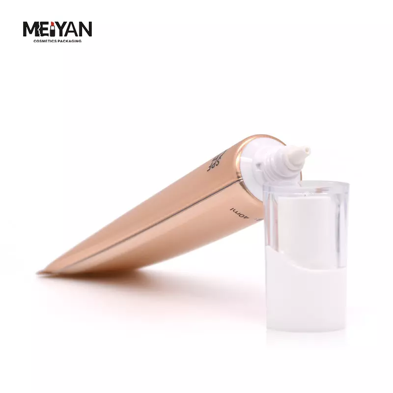 MYPACK luxury 35g100g200g PE empty cream sunscreen plastic packaging cosmetic rose gold soft tube with double color pointed-mout