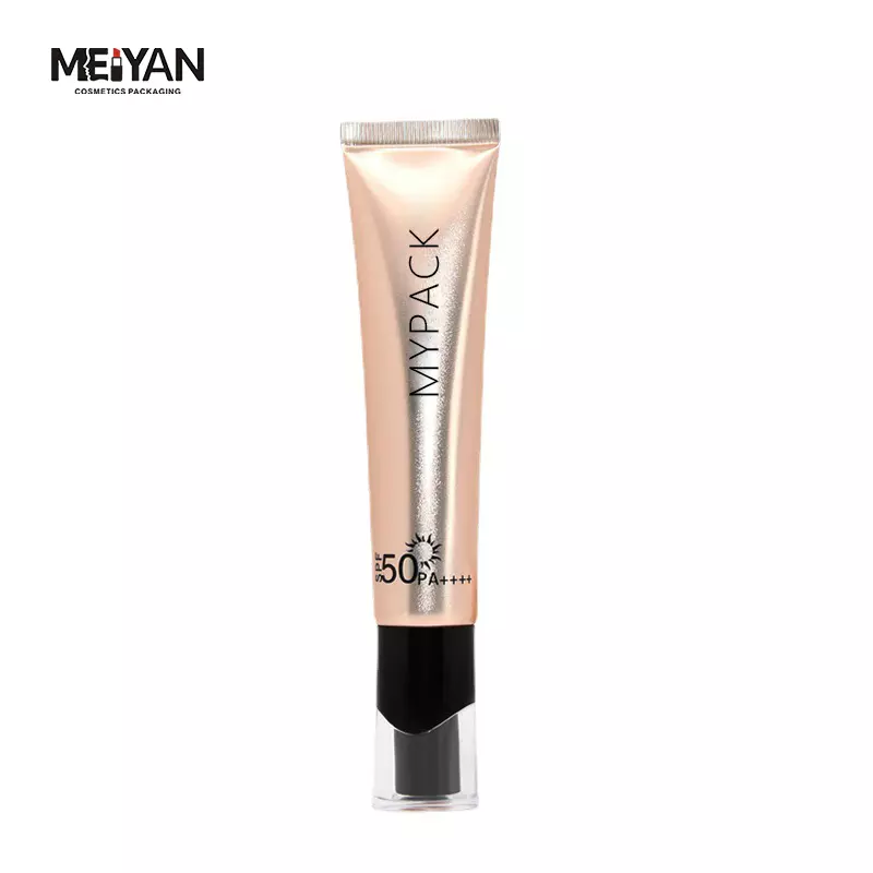 MYPACK luxury 35g100g200g PE empty cream sunscreen plastic packaging cosmetic rose gold soft tube with double color pointed-mout