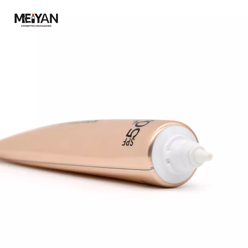 MYPACK luxury 35g100g200g PE empty cream sunscreen plastic packaging cosmetic rose gold soft tube with double color pointed-mout