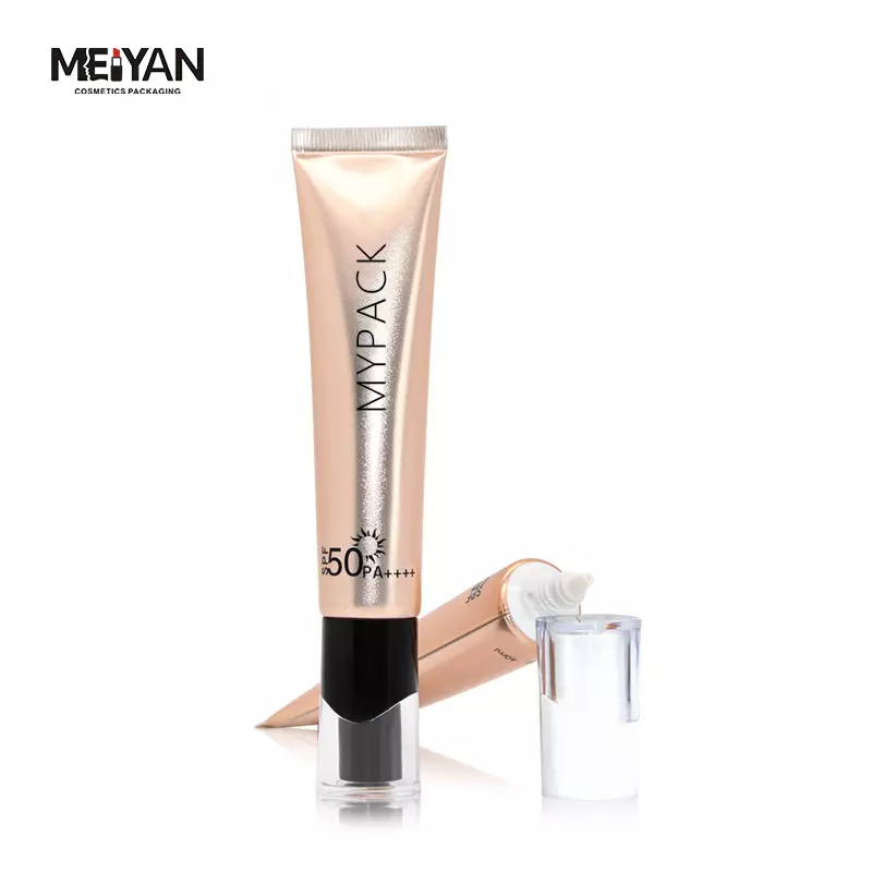 MYPACK luxury 35g100g200g PE empty cream sunscreen plastic packaging cosmetic rose gold soft tube with double color pointed-mout