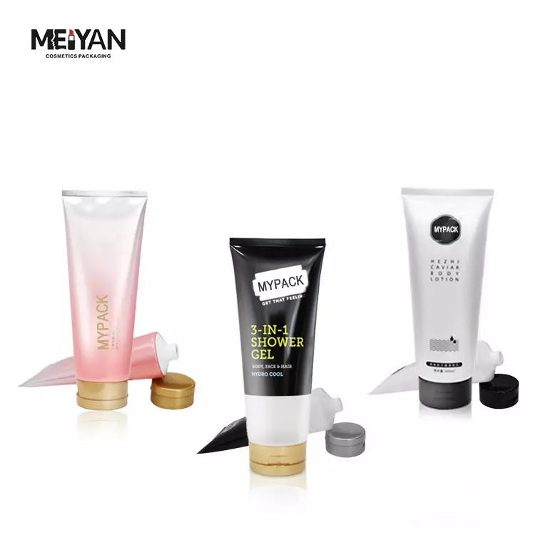 MYPACK custom empty pink black grey hotel shower gel shampoo conditioner body lotion packaging pe soft tube