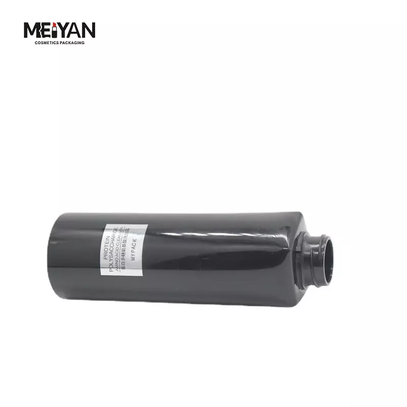 MYPACK 125ml black LDPE soft squeeze containers cosmetic packaging shampoo body scrub plastic tube with flip top cap