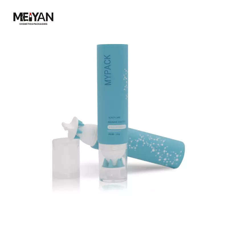 MYPACK luxury 100ml matte light blue shampoo conditioner scalp massage hose again to fill tube with detachable massage head