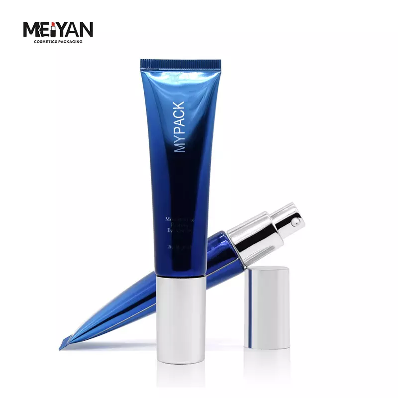 MYPACK luxury 120ml aluminum cosmetic eye cream BB cream packing containers plastic blue tube with lotion pump