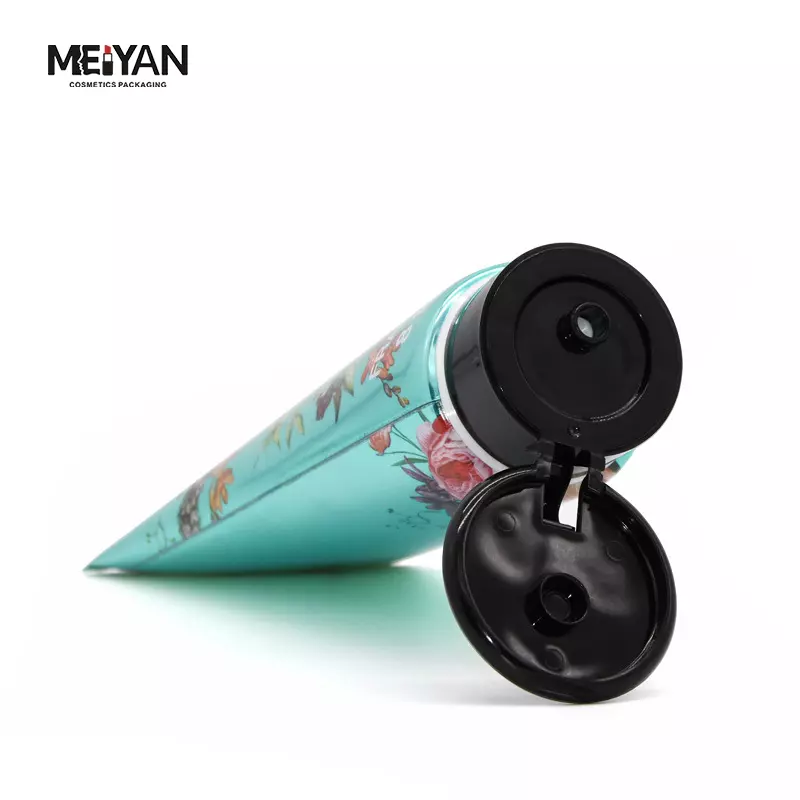 MYPACK custom 236ml PE empty shampoo hand cream cosmetic aluminum packaging tube with black flip top cap