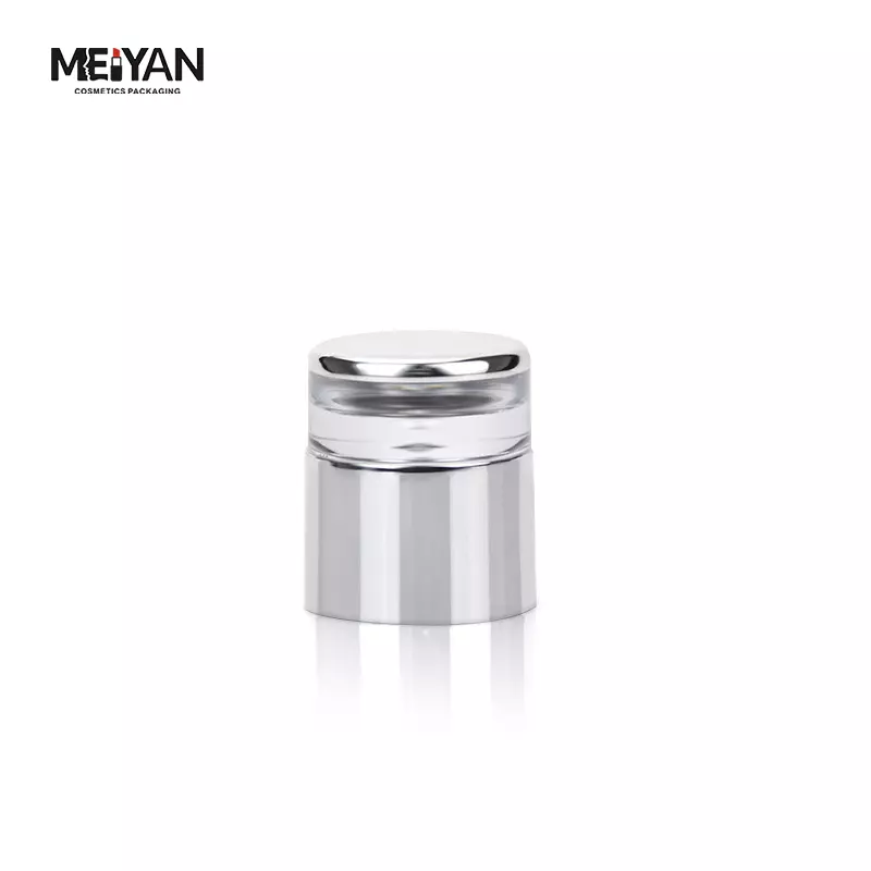 MYPACK luxury silver highlighted mirror surface cream soft travel packaging aluminum plastic tube with acrylic double wall cap