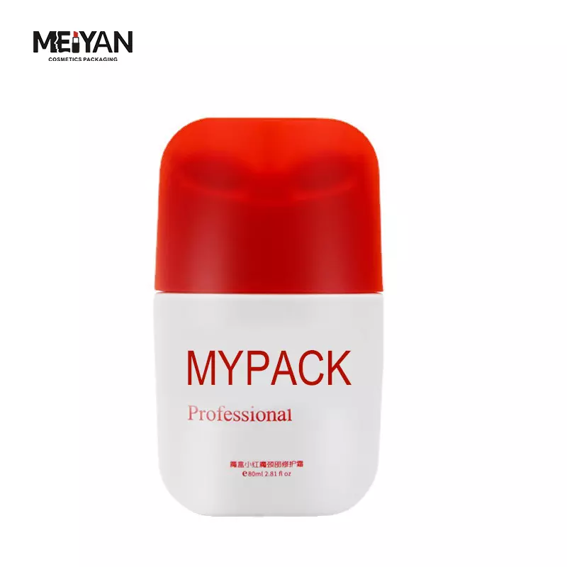 MYPACK unique white PP empty body lotion cosmetic bottle packaging plastic soft tube with silicone double roller massage cap