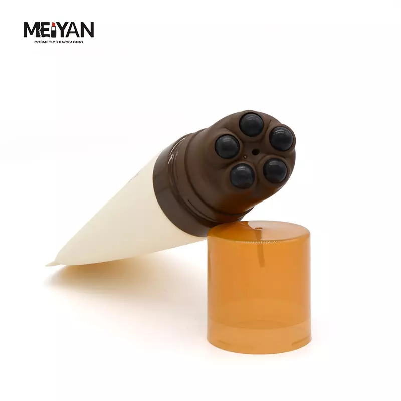 MYPACK customized PE plastic empty squeeze cosmetic tube massage roller ball for body cream 150ml