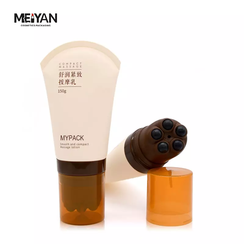 MYPACK customized PE plastic empty squeeze cosmetic tube massage roller ball for body cream 150ml