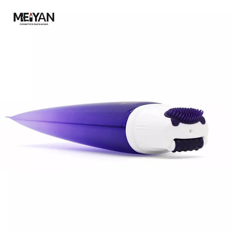 MYPACK fashion 150ml250ml PE empty cosmetics face cleanser massage glossy gradient purple soft tube with brush head roller