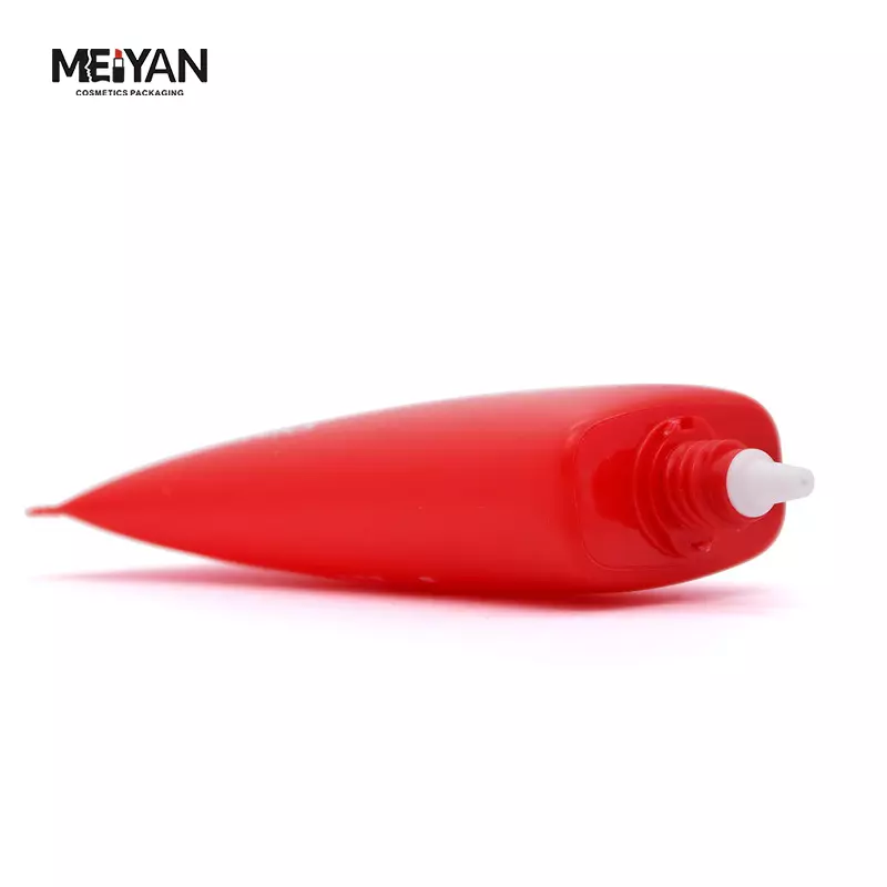 MYPACK New 150g PE eco friendly cosmetic flat shape tube packaging BB cream sunscreen red tube with double wall cap