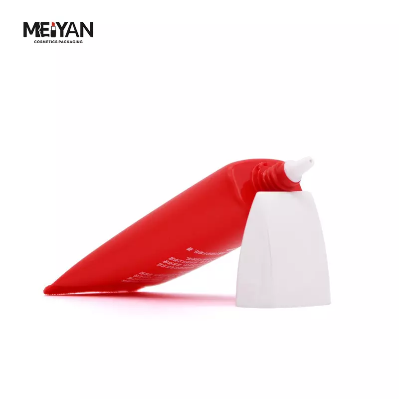 MYPACK New 150g PE eco friendly cosmetic flat shape tube packaging BB cream sunscreen red tube with double wall cap