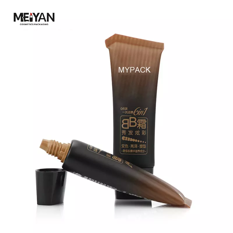 MYPACK matte diagonal shaped tail sealed face cleanser BB cream squeeze tube for cosmetic packaging tube with square flat cap