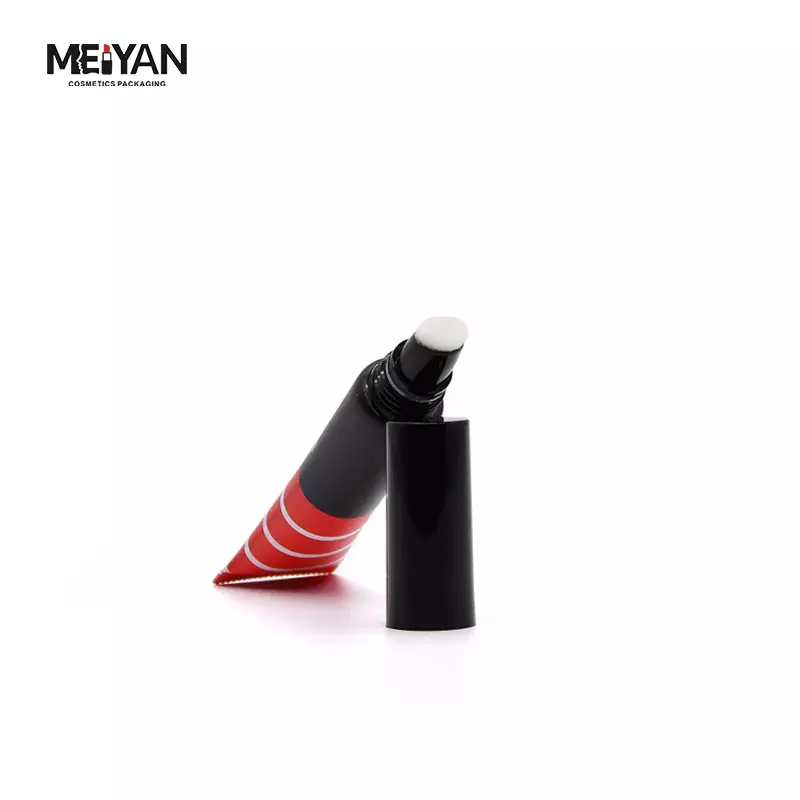 MYPACK custom 15ml oblique mouth lipstick color lip glaze blush for balm lipgloss containers mini soft tube with black cap