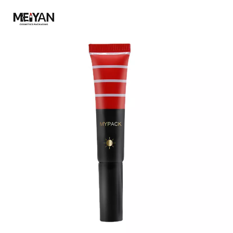 MYPACK custom 15ml oblique mouth lipstick color lip glaze blush for balm lipgloss containers mini soft tube with black cap