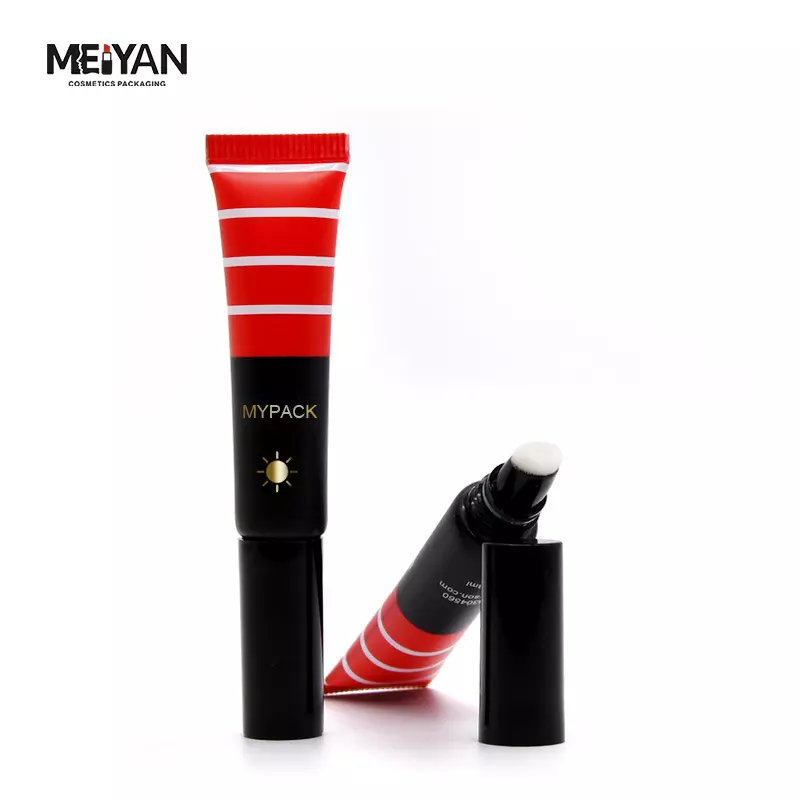 MYPACK custom 15ml oblique mouth lipstick color lip glaze blush for balm lipgloss containers mini soft tube with black cap