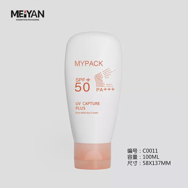 MYPACK empty pe plastic flat 30ml 60ml 100ml squeezable facial sunscreen lotion white bottle wit flip top cap Information