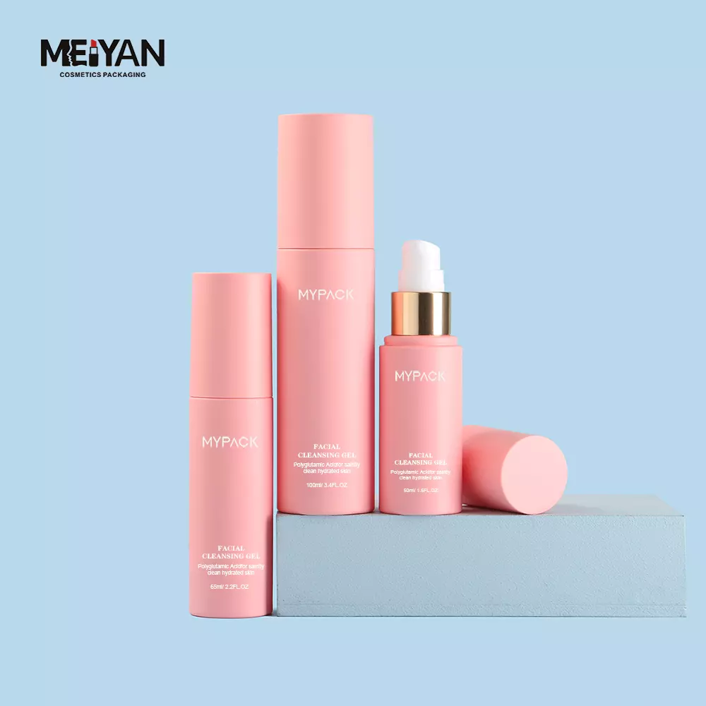 MYPACK luxury 50ml 100ml pink pet empty sunscreen oil skincare serum plastic pump bottle lotions and creams