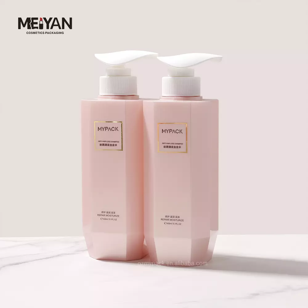 MYPACK ODM 400ml custom color prints unique glossy eco hair care wholesale empty petg plastic lotion pump bottle